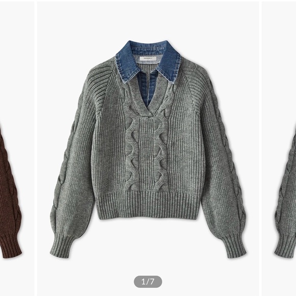 Commense Sweaters - Commense Gray V-Neck Cable Knit Sweater